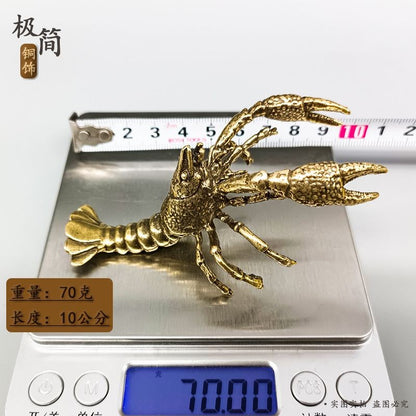 Vintage Brass Lobster Ornament Solid Copper Tea Pet Fish Tank Landscape