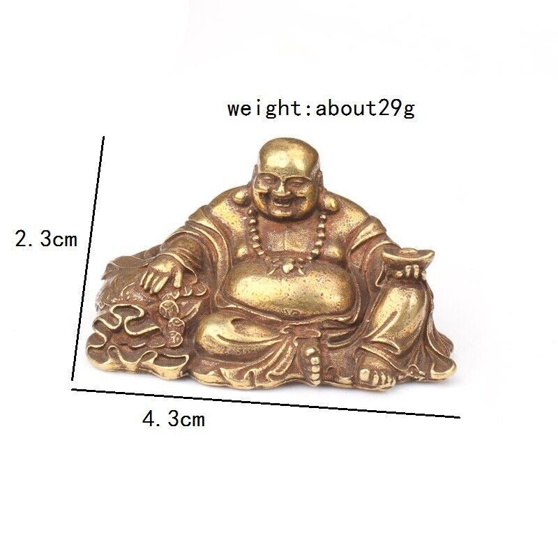 1.7"in Bronze Big Belly Laughing Maitreya Buddha Statue Brass Figurines