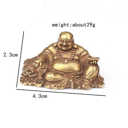 1.7"in Bronze Big Belly Laughing Maitreya Buddha Statue Brass Figurines