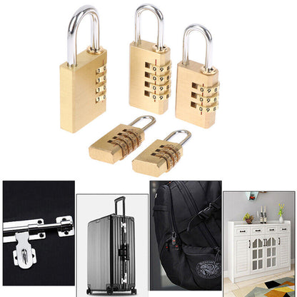 Brass Mini 3/4 Digits Number Code Lock Combination Padlock For Travelling Bag
