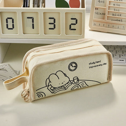 Cute Pencil Case Large Capacity Zipper School Stationery Organizer Pen Pouch Bag
