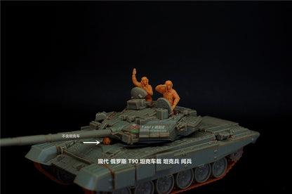 1/72 1/64 Russian T-90 Tank Crew on Board Parade 3-Persons Unpainted Model