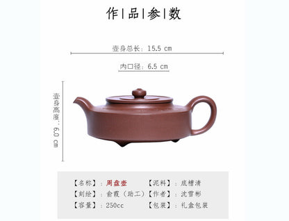 250cc chinese Yixing Handmade Zisha teapot DiCaoQing clay ZhouPan Gongfu Tea Pot