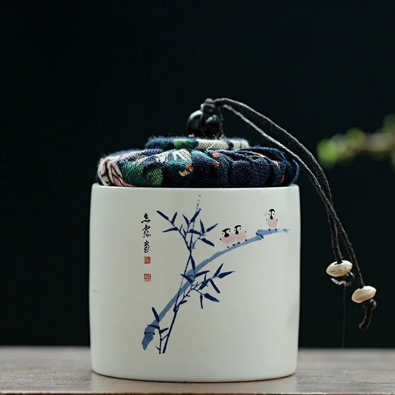 8cm Ceramics Tea Caddy Tieguanyin Storage Tank Portable Travel Tea Box Sealed