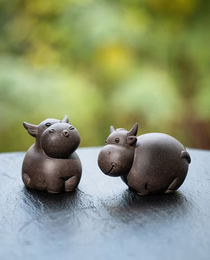 Purple Clay Tea Pets Cute Cow For Tea Tray Tea Play Yixing Purple Sand Ornaments