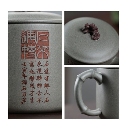 Original Ore Real Yixing Zisha Qingduan Clay Tea Cup With Handle Lid Handmade