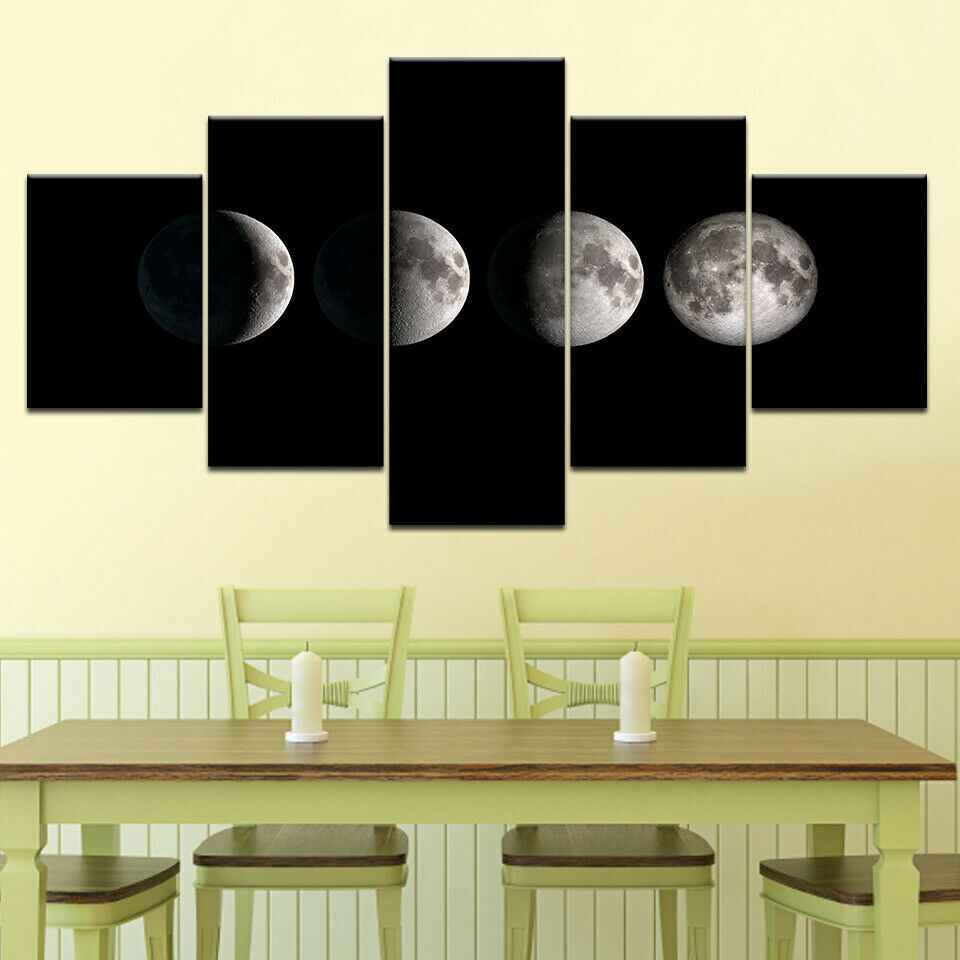 5PCS Canvas Print Abstract Moon Poster Painting Art Wall Paintings No Framed