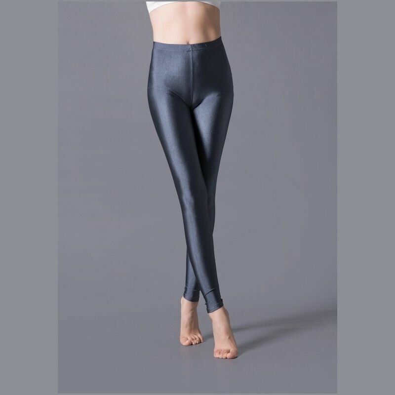 Women Leggings Solid Fluorescent Shiny Pant Spandex Shinny Elasticity Trousers