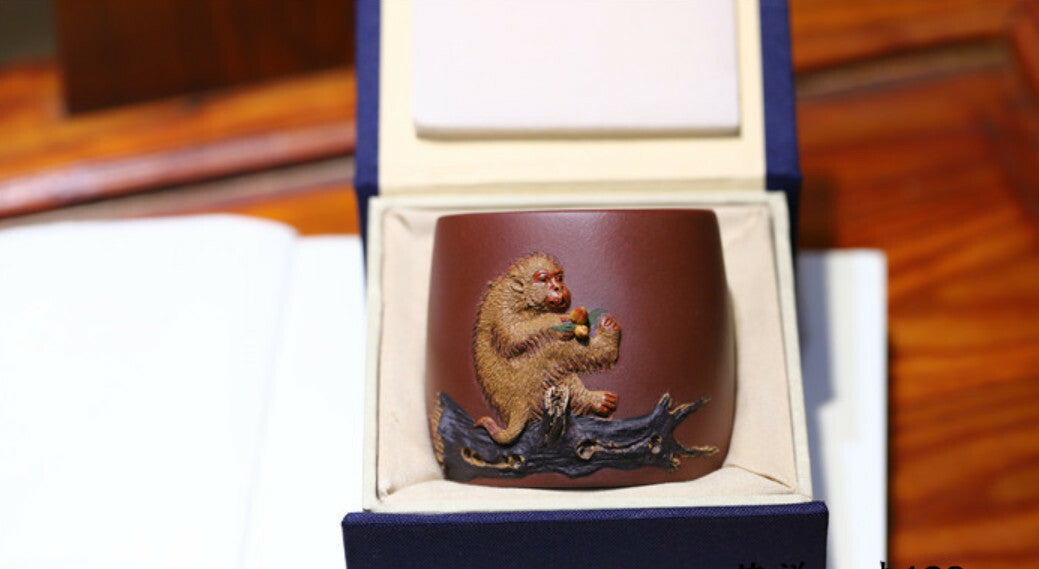 chinese handmade Yixing ZiSha Clay Monkey Master tea cup Kungfu Cup 140cc