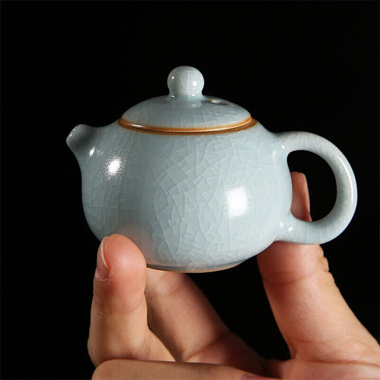 Mini Ru Kiln Teapot Fingertip Pot Small Capacity Ceramic Pocket Pot Tea Pet 60ml