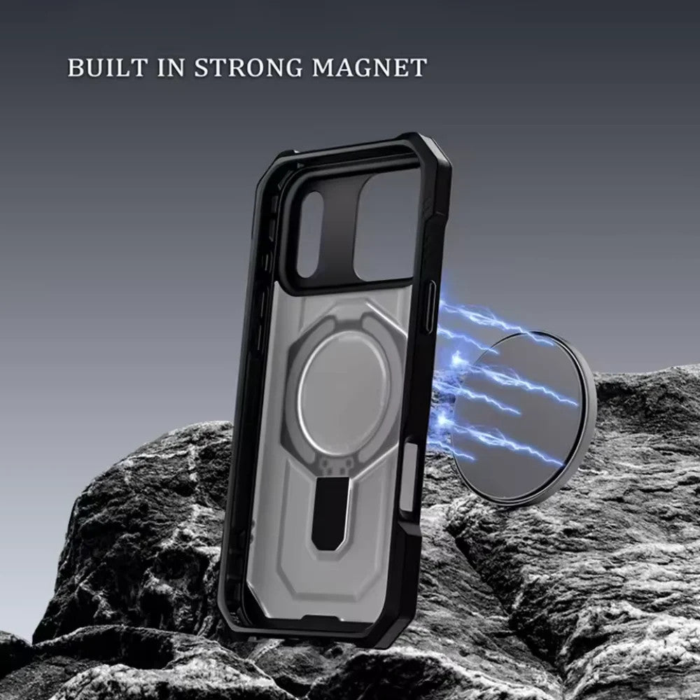 iPhone 17 Pro Max Magnetic Case with Invisible Metal Stand,Matte Bumper Cover