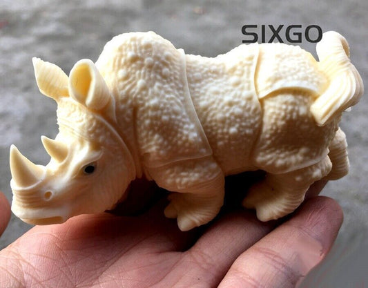 Tagua Nut Vegetable Rhinocers Palm Figurine Statue Animal Decor