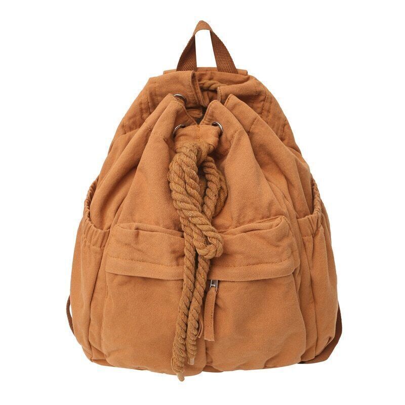 Ladies Canvas Girl Book Bag Brown Laptop Backpack Women Travel School Bag Cool