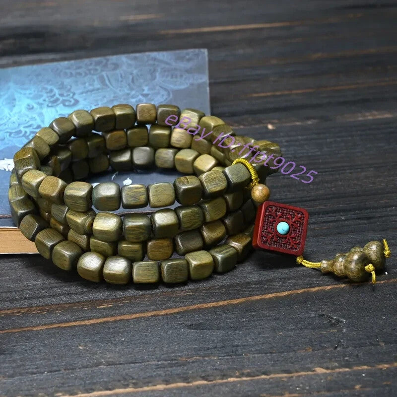 108pcs Natural Grade A Square Beads Men Woman Lucky Multiple Circles Bracelet