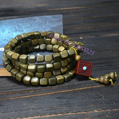 108pcs Natural Grade A Square Beads Men Woman Lucky Multiple Circles Bracelet