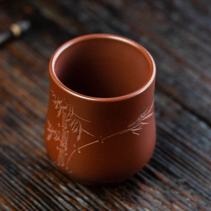 Chinese Tea Mug Real Yixing Zisha Dahongpao Clay Tea Cup Bamboo Carve Master Cup