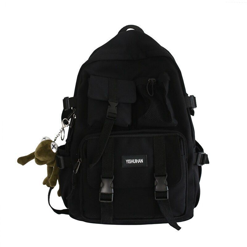 Black Nylon Casual Travelling Backpacks AntiTheft Rucksack School Bag 31*15*45CM