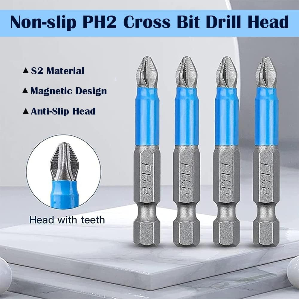 7/14X Magnetic screwdriver bit Bits set PH2 Anti-slip Hex Shank Screw Cross Head