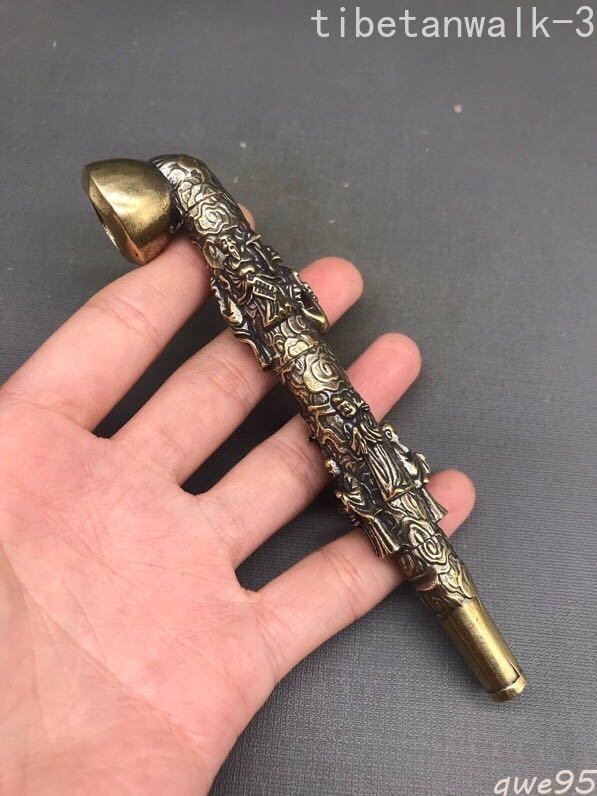Brass Eight Immortals Pipe Handle Cigarette Rod Dry Cigarette Bag Cigarette Set