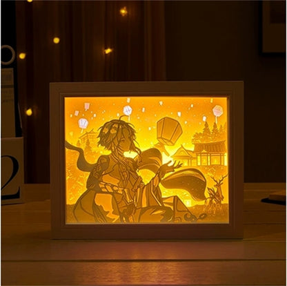 New Genshin Impact Hutao GanYu Paper Carving Lamp Touch Control Rechargeable