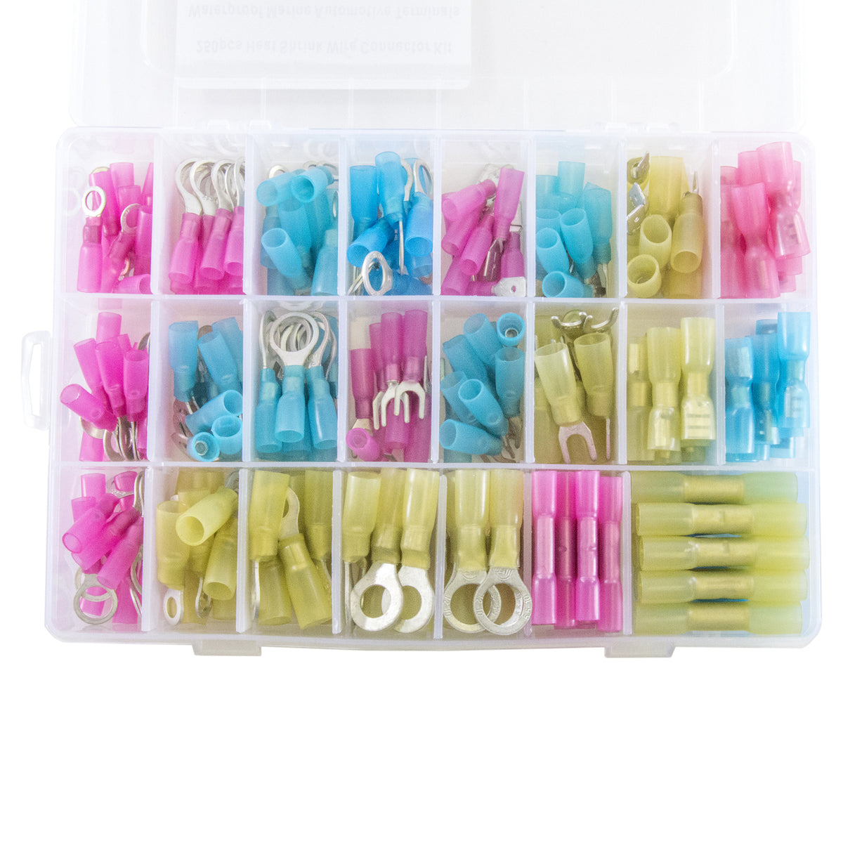 250 Piece Insulated Heat Shrink Electrical Wire Terminals, Crimp Connectors