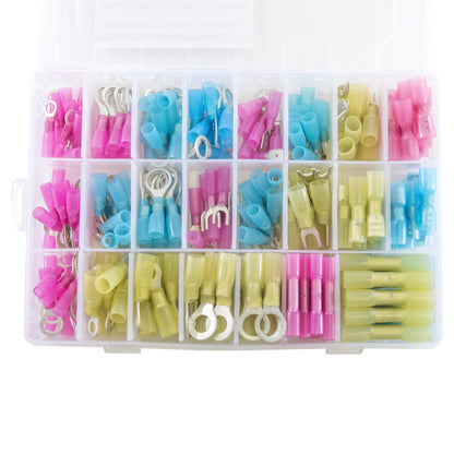 250 Piece Insulated Heat Shrink Electrical Wire Terminals, Crimp Connectors