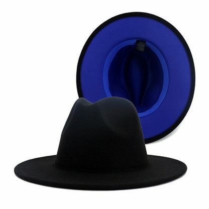 Hats Women Flat Wide Brim Wool Felt Men Black Red Goth Vintage Wedding Elastic
