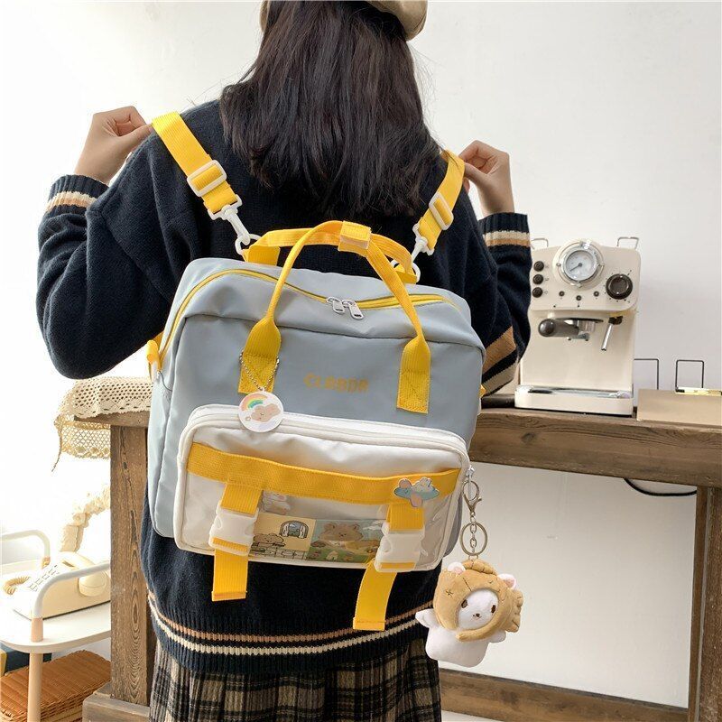 Contrast Colors Backpack Waterproof Nylon Buckle Small Traveling Bag 31*11*27 CM