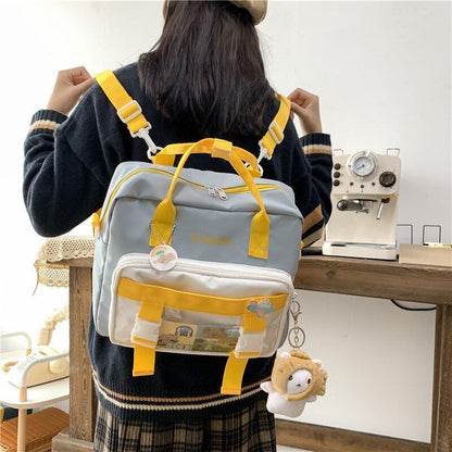 Contrast Colors Backpack Waterproof Nylon Buckle Small Traveling Bag 31*11*27 CM