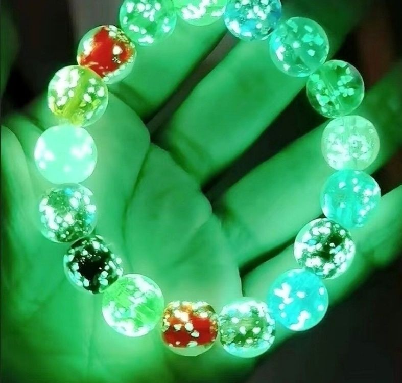 10mm Star Luminous Glazed Bracelet Fluorescent Green Beaded Hand Chain Jewelry
