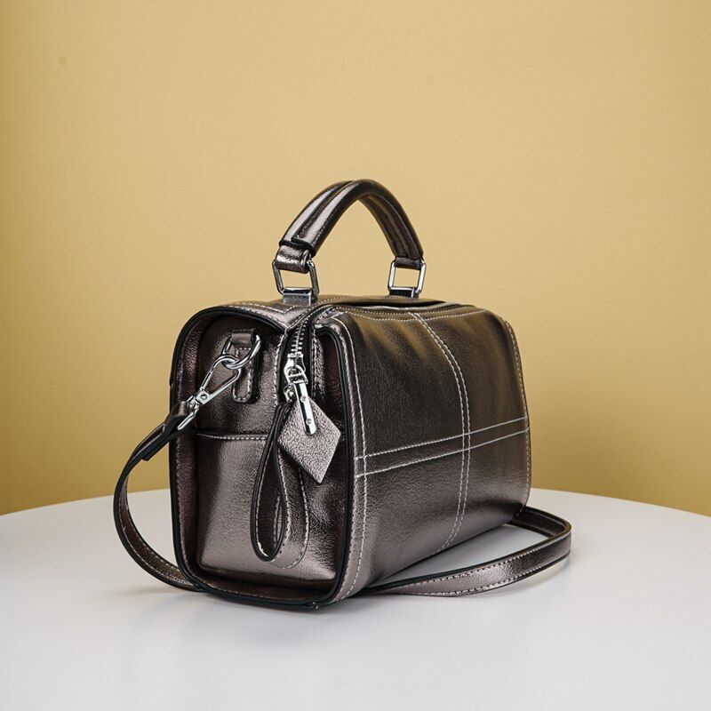 Handbag Synthetic Leather Shoulder Messenger Bag Boston 2 Straps Sling Bag Women
