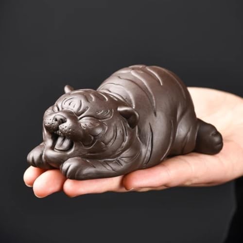 Chinese Purple Clay Tea Pet Handmade Decoration Tiger 8.6cm Ornaments Tea Set