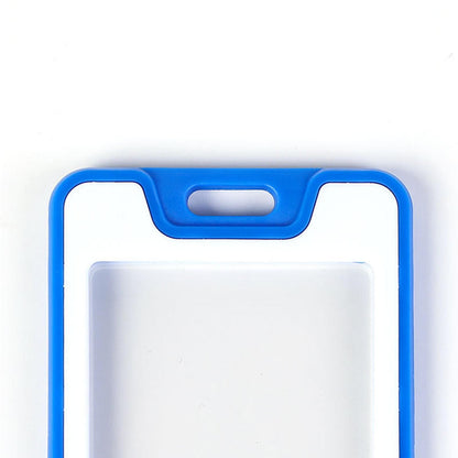 1Pc Blue Meeting ID Badge Card Holder Slim Hard Card Cover Case w/ Lanyard cc