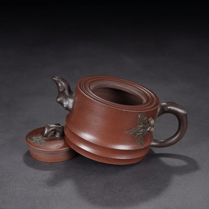 Chinese Yixing Zisha Clay Handmade Exquisite Teapot （桃韵 底款：顾景舟）