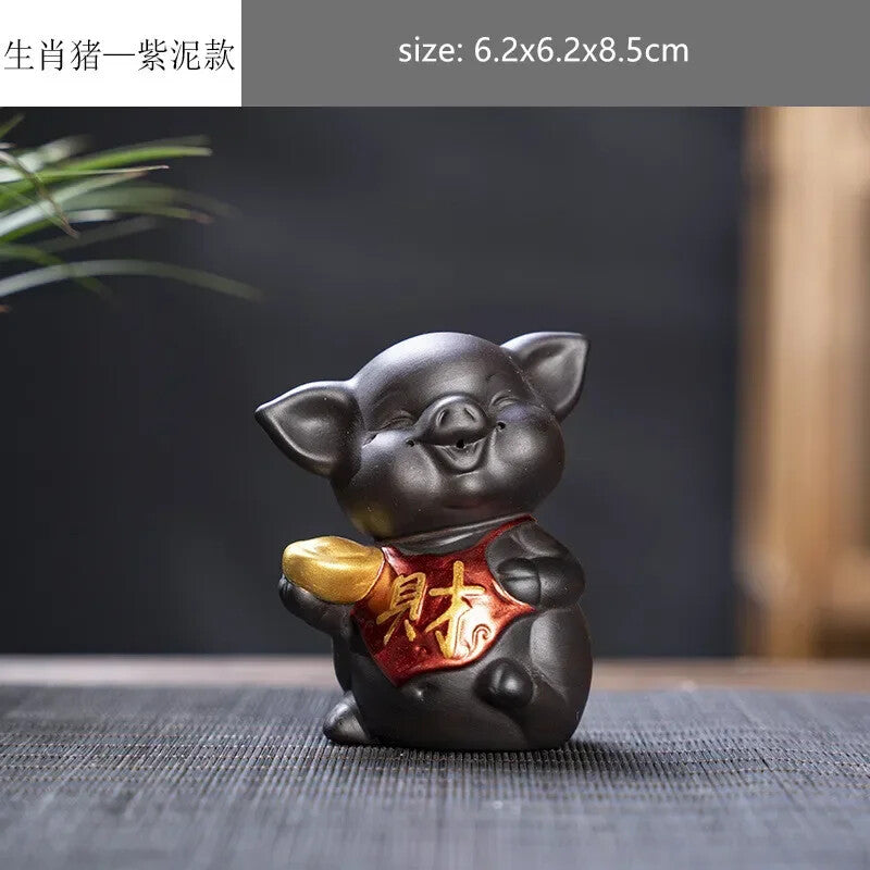 Creative Purple Sand 12 Zodiac Animal Decoration Tea Pet Lovely Desktop Ornament