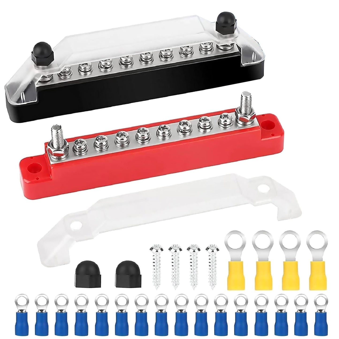 12V 300V AC Bus Bar Marine 1/4" #8 Stud Power Distribution Block For Car Boat