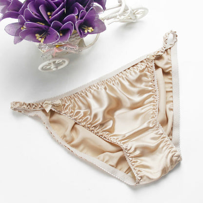 2pack Womens 100% Silk Low-Rise Bikinis Knickers Underwear Cheeky Hipster Briefs
