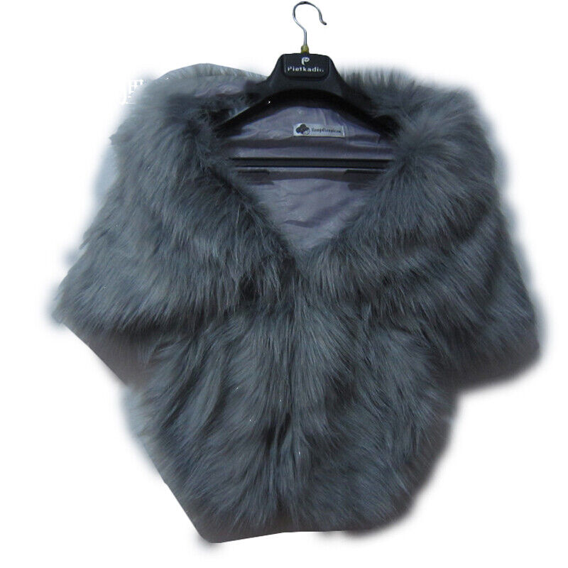 Elegant High-grade Bridal Wedding Luxury Fur Long Shawl Stole Wrap Shrug Scarf