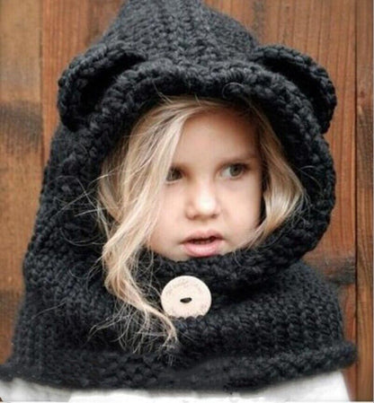 Cute Animals Style Girls Hats Scarf Set Winter Kids Knitting Hat Neckerchief