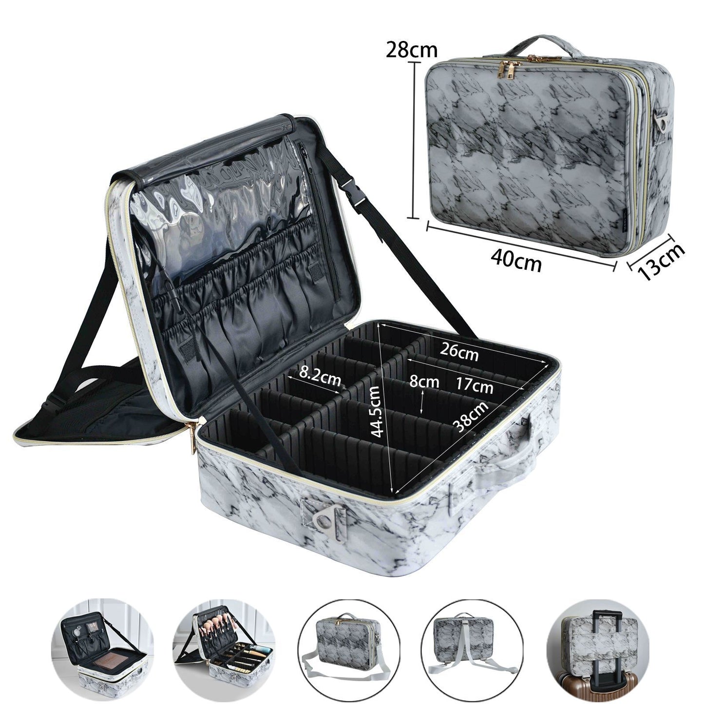 Make Up Case Professional Cosmetic Bag Synthetic Leather Makeup Purse Waterproof