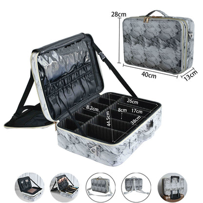 Make Up Case Professional Cosmetic Bag Synthetic Leather Makeup Purse Waterproof