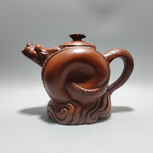 Vintage Chinese Yixing Purple Clay Teapot Zisha Ceremony Carving Collectible Art