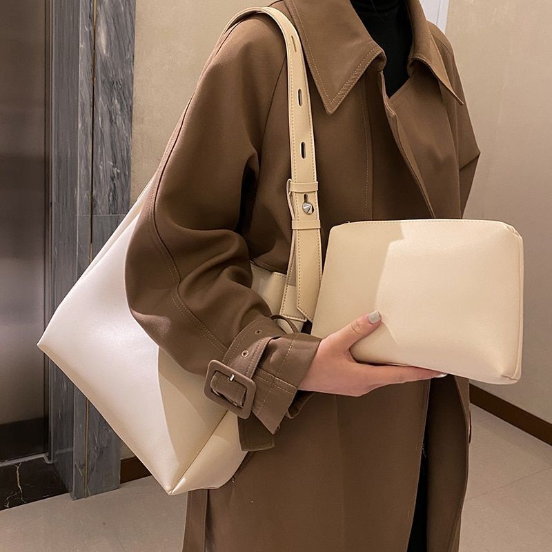 Women Handbag 2 PCS/set Large Capacity Shoulder Bag Leather Accessories 29*31*10