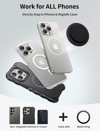 Genuine Carbon Fiber Magnetic Phone Grip Compatible with Magsafe，Collapsible Mob
