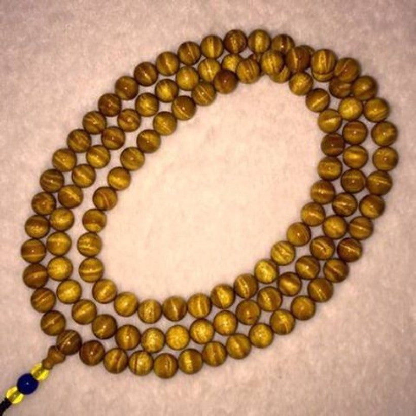 Gold Phoebe Nanmu 108 Beads Bracelet Water Grain 8mm Prayer Beads