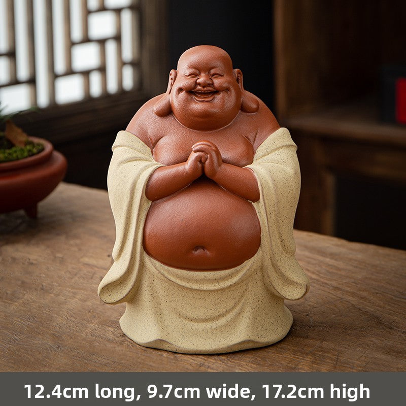 Purple Sandy Maitreya Buddha Handmade Office Home Decor -