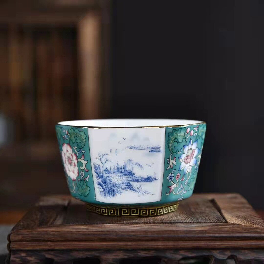 Color Enamel Craft Porcelain Tea Cup 110ml Chinese Ceramic Master Cup Floral New