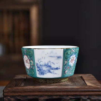 Color Enamel Craft Porcelain Tea Cup 110ml Chinese Ceramic Master Cup Floral New