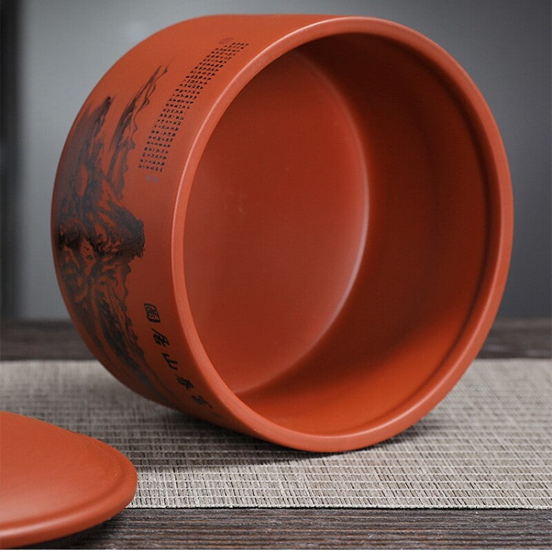 Sealed Tea Canister For Loose Tea Print Small Tea Caddy With Lid Zisha Clay New