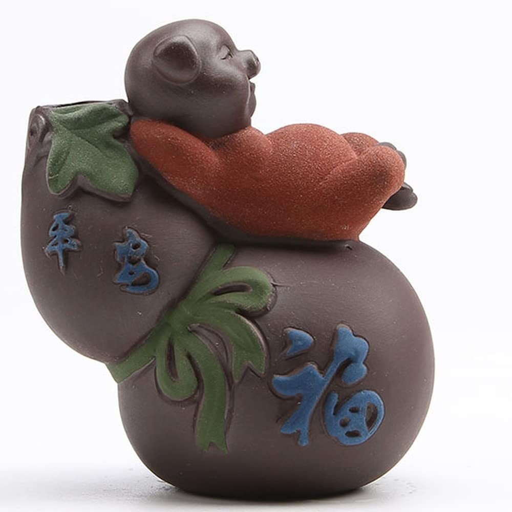 9cm Creative Purple Sand Gourd Pig Tea Pet Tea Tray Decor Tea Ceremony
